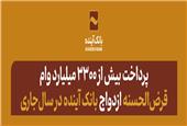 پرداخت بیش از 3300 میلیارد وام قرض‌الحسنه ازدواج بانک آینده در سال‌جاری